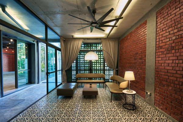 A cozy lounge or waiting area